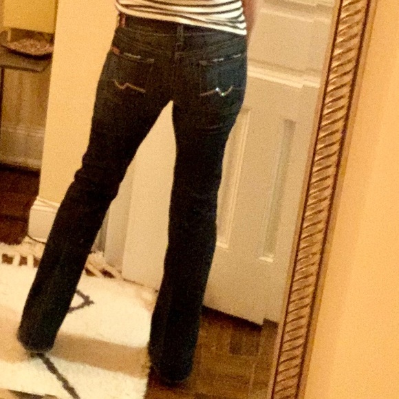 7 For All Mankind Flare blue jeans size 27 like New - Picture 14 of 16